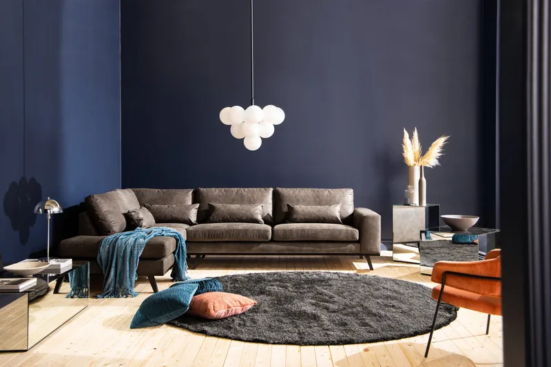 Copenhagen 4-sits Vänstervänd L-formad Schäslongsoffa i Konstläder - Mörkgrå - Möbler - Soffa - Divansoffor & schäslongsoffa