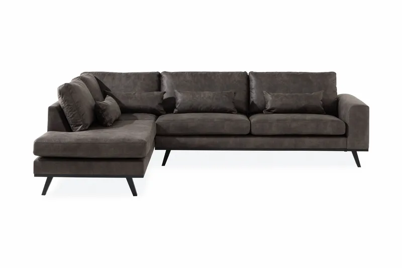 Copenhagen 4-sits Vänstervänd L-formad Schäslongsoffa i Konstläder - Mörkgrå - Möbler - Soffa - Divansoffor & schäslongsoffa