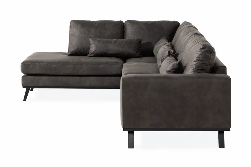 Copenhagen 4-sits Vänstervänd L-formad Schäslongsoffa i Konstläder - Mörkgrå - Möbler - Soffa - Divansoffor & schäslongsoffa