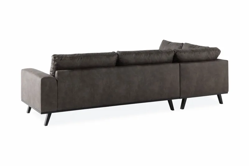 Copenhagen 4-sits Vänstervänd L-formad Schäslongsoffa i Konstläder - Mörkgrå - Möbler - Soffa - Divansoffor & schäslongsoffa