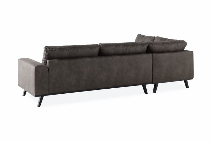 Copenhagen 4-sits Vänstervänd L-formad Schäslongsoffa i Konstläder - Mörkgrå - Möbler - Soffa - Divansoffor & schäslongsoffa