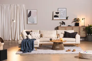 Copenhagen 4-sits Vänstervänd L-formad Schäslongsoffa i Manchester - Beige - Möbler - Soffa - Divansoffor & schäslongsoffa