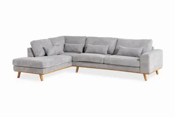 Copenhagen 4-sits Vänstervänd L-formad Schäslongsoffa i Manchester - Ljusgrå - Möbler - Soffa - Divansoffor & schäslongsoffa