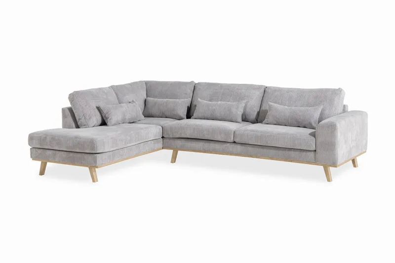 Copenhagen 4-sits Vänstervänd L-formad Schäslongsoffa i Manchester - Ljusgrå - Möbler - Soffa - Divansoffor & schäslongsoffa