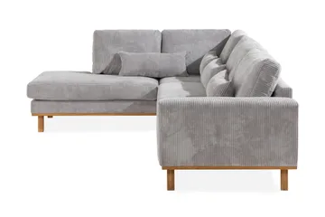 Copenhagen 4-sits Vänstervänd L-formad Schäslongsoffa i Manchester - Ljusgrå - Möbler - Soffa - Divansoffor & schäslongsoffa