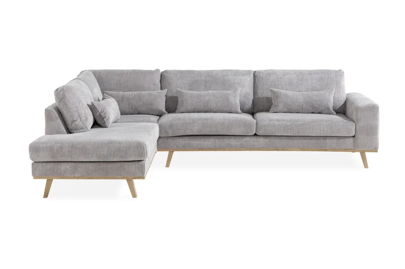 Copenhagen 4-sits Vänstervänd L-formad Schäslongsoffa i Manchester - Ljusgrå - Möbler - Soffa - Divansoffor & schäslongsoffa
