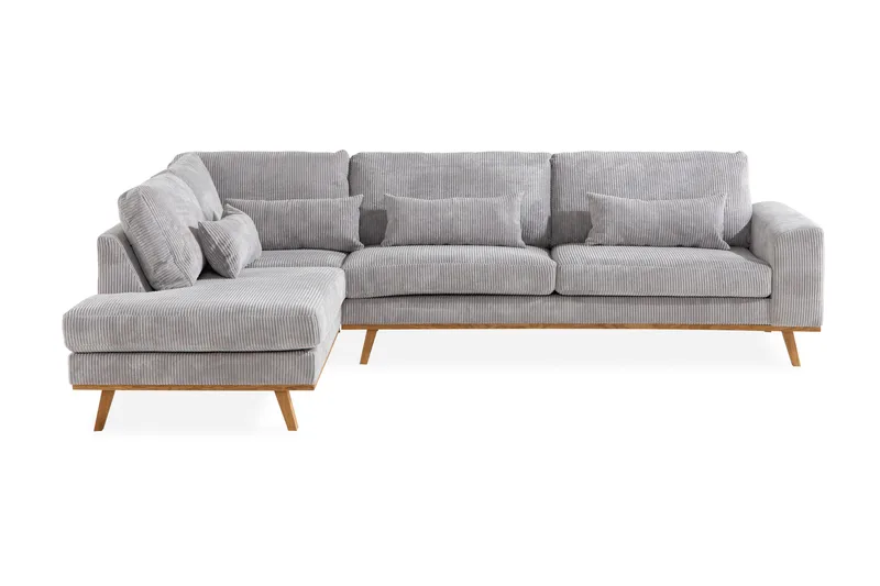Copenhagen 4-sits Vänstervänd L-formad Schäslongsoffa i Manchester - Ljusgrå - Möbler - Soffa - Divansoffor & schäslongsoffa