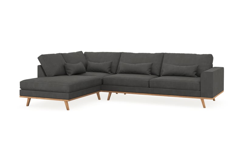 Copenhagen 4-sits Vänstervänd L-formad Schäslongsoffa i Manchester - Mörkgrå - Möbler - Soffa - Divansoffor & schäslongsoffa