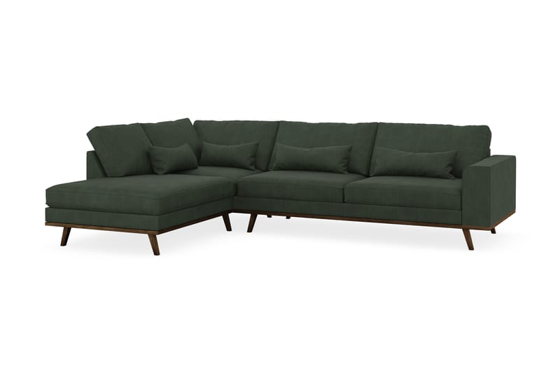 Copenhagen 4-sits Vänstervänd L-formad Schäslongsoffa i Manchester - Mörkgrön - Möbler - Soffa - Divansoffor & schäslongsoffa
