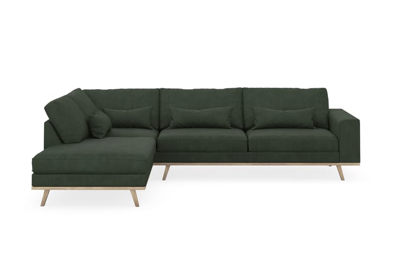 Copenhagen 4-sits Vänstervänd L-formad Schäslongsoffa i Manchester - Mörkgrön - Möbler - Soffa - Divansoffor & schäslongsoffa