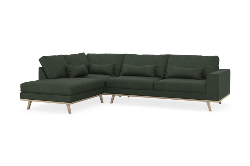 Copenhagen 4-sits Vänstervänd L-formad Schäslongsoffa i Manchester - Mörkgrön - Möbler - Soffa - Divansoffor & schäslongsoffa