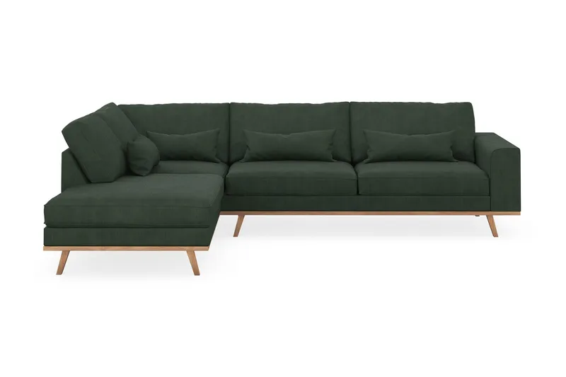 Copenhagen 4-sits Vänstervänd L-formad Schäslongsoffa i Manchester - Mörkgrön - Möbler - Soffa - Divansoffor & schäslongsoffa