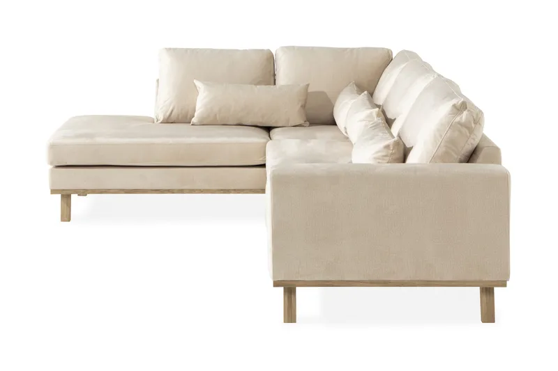 Copenhagen 4-sits Vänstervänd L-formad Schäslongsoffa i Sammet - Beige - Möbler - Soffa - Divansoffor & schäslongsoffa