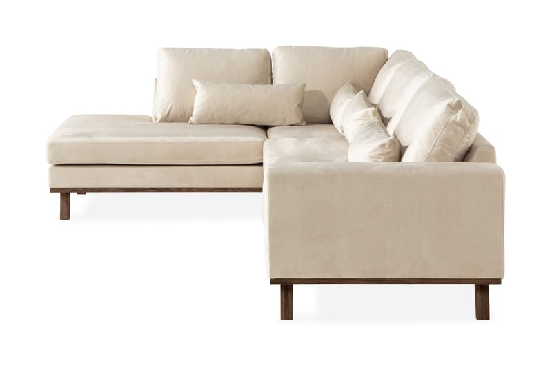 Copenhagen 4-sits Vänstervänd L-formad Schäslongsoffa i Sammet - Beige - Möbler - Soffa - Divansoffor & schäslongsoffa