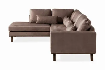 Copenhagen 4-sits Vänstervänd L-formad Schäslongsoffa i Sammet - Brun - Möbler - Soffa - Divansoffor & schäslongsoffa