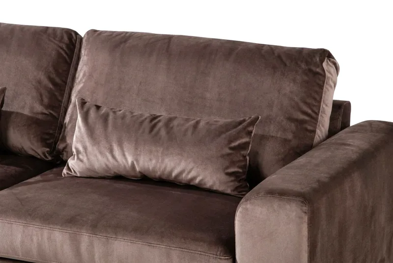 Copenhagen 4-sits Vänstervänd L-formad Schäslongsoffa i Sammet - Brun - Möbler - Soffa - Divansoffor & schäslongsoffa