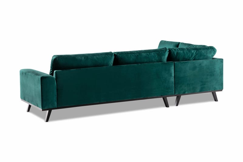 Copenhagen 4-sits Vänstervänd L-formad Schäslongsoffa i Sammet - Grön - Möbler - Soffa - Divansoffor & schäslongsoffa