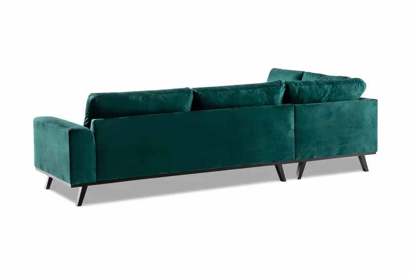 Copenhagen 4-sits Vänstervänd L-formad Schäslongsoffa i Sammet - Grön - Möbler - Soffa - Divansoffor & schäslongsoffa