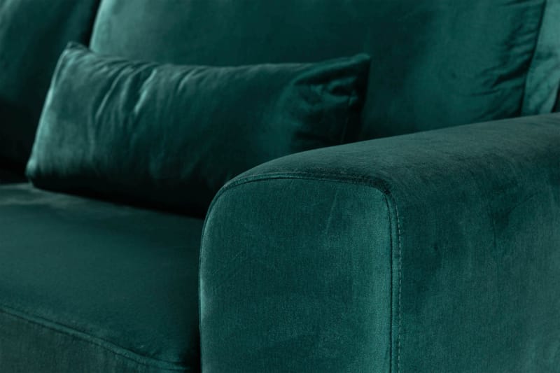 Copenhagen 4-sits Vänstervänd L-formad Schäslongsoffa i Sammet - Grön - Möbler - Soffa - Divansoffor & schäslongsoffa