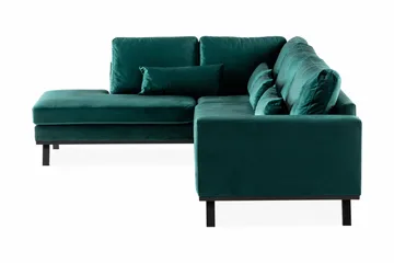 Copenhagen 4-sits Vänstervänd L-formad Schäslongsoffa i Sammet - Grön - Möbler - Soffa - Divansoffor & schäslongsoffa