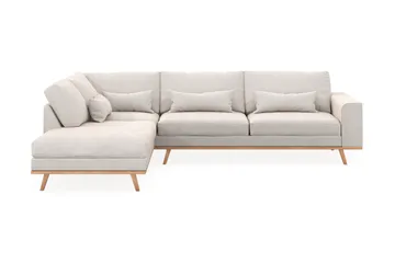 Copenhagen 4-sits Vänstervänd L-formad Schäslongsoffa i Sammet - Krämvit - Möbler - Soffa - Divansoffor & schäslongsoffa