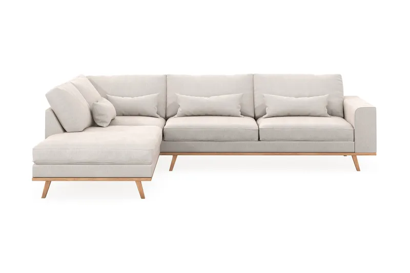 Copenhagen 4-sits Vänstervänd L-formad Schäslongsoffa i Sammet - Krämvit - Möbler - Soffa - Divansoffor & schäslongsoffa