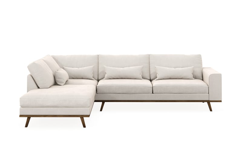 Copenhagen 4-sits Vänstervänd L-formad Schäslongsoffa i Sammet - Krämvit - Möbler - Soffa - Divansoffor & schäslongsoffa