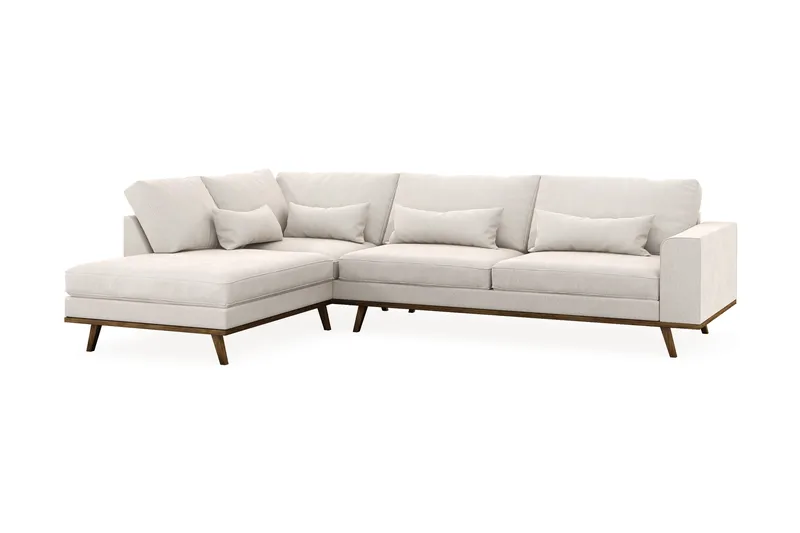 Copenhagen 4-sits Vänstervänd L-formad Schäslongsoffa i Sammet - Krämvit - Möbler - Soffa - Divansoffor & schäslongsoffa