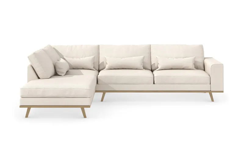 Copenhagen 4-sits Vänstervänd L-formad Schäslongsoffa i Tyg - Beige - Möbler - Soffa - Divansoffor & schäslongsoffa