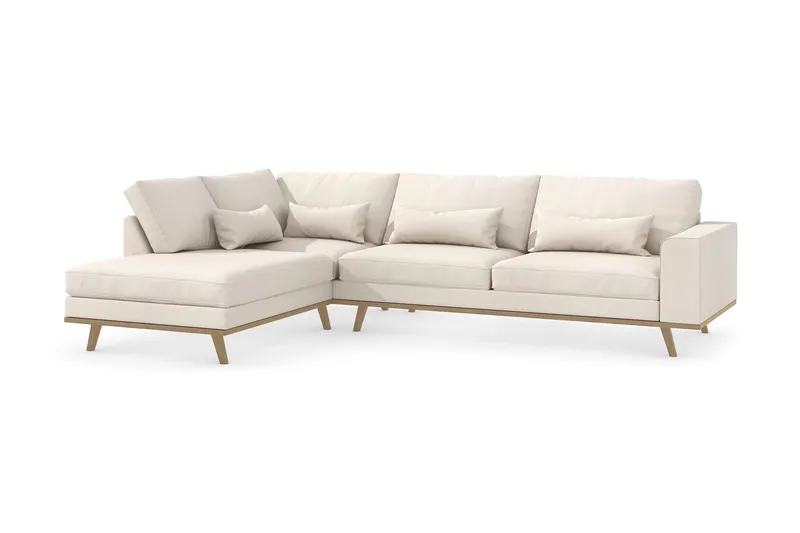 Copenhagen 4-sits Vänstervänd L-formad Schäslongsoffa i Tyg - Beige - Möbler - Soffa - Divansoffor & schäslongsoffa