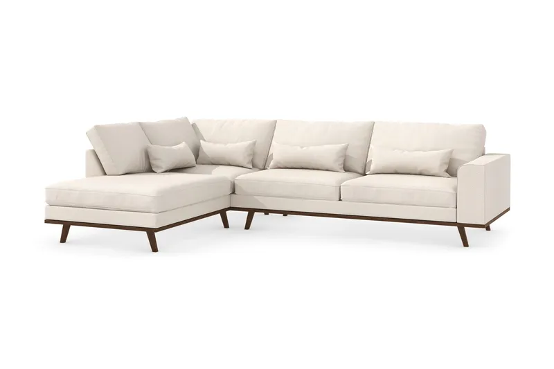 Copenhagen 4-sits Vänstervänd L-formad Schäslongsoffa i Tyg - Beige - Möbler - Soffa - Divansoffor & schäslongsoffa