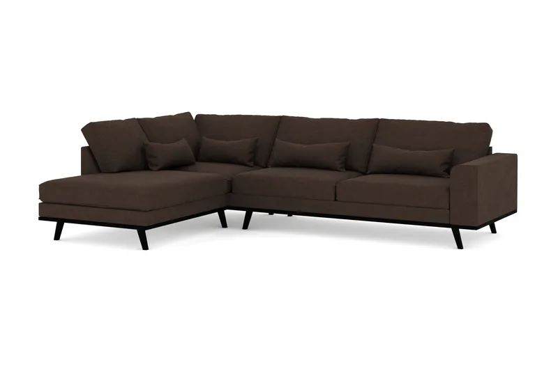 Copenhagen 4-sits Vänstervänd L-formad Schäslongsoffa i Tyg - Brun - Möbler - Soffa - Divansoffor & schäslongsoffa