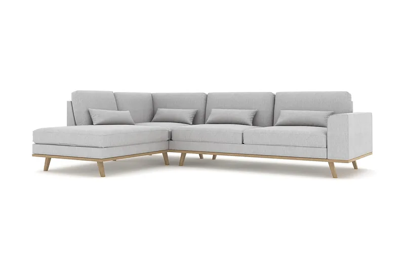 Copenhagen 4-sits Vänstervänd L-formad Schäslongsoffa i Tyg - Grå - Möbler - Soffa - Divansoffor & schäslongsoffa