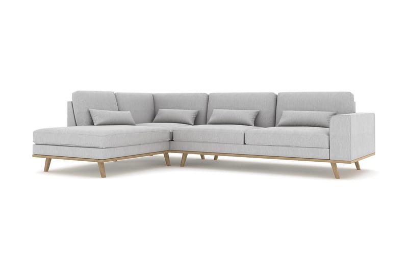 Copenhagen 4-sits Vänstervänd L-formad Schäslongsoffa i Tyg - Grå - Möbler - Soffa - Divansoffor & schäslongsoffa