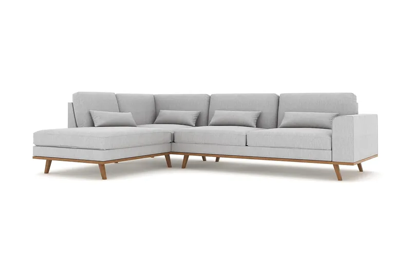 Copenhagen 4-sits Vänstervänd L-formad Schäslongsoffa i Tyg - Grå - Möbler - Soffa - Divansoffor & schäslongsoffa