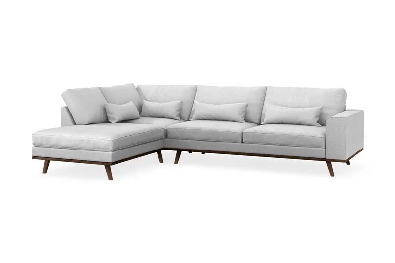 Copenhagen 4-sits Vänstervänd L-formad Schäslongsoffa i Tyg - Ljusgrå - Möbler - Soffa - Divansoffor & schäslongsoffa