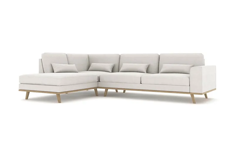 Copenhagen 4-sits Vänstervänd L-formad Schäslongsoffa i Tyg - Ljusgrå - Möbler - Soffa - Divansoffor & schäslongsoffa