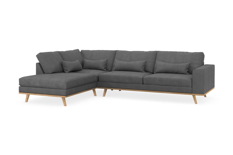 Copenhagen 4-sits Vänstervänd L-formad Schäslongsoffa i Tyg - Mörkgrå - Möbler - Soffa - Divansoffor & schäslongsoffa