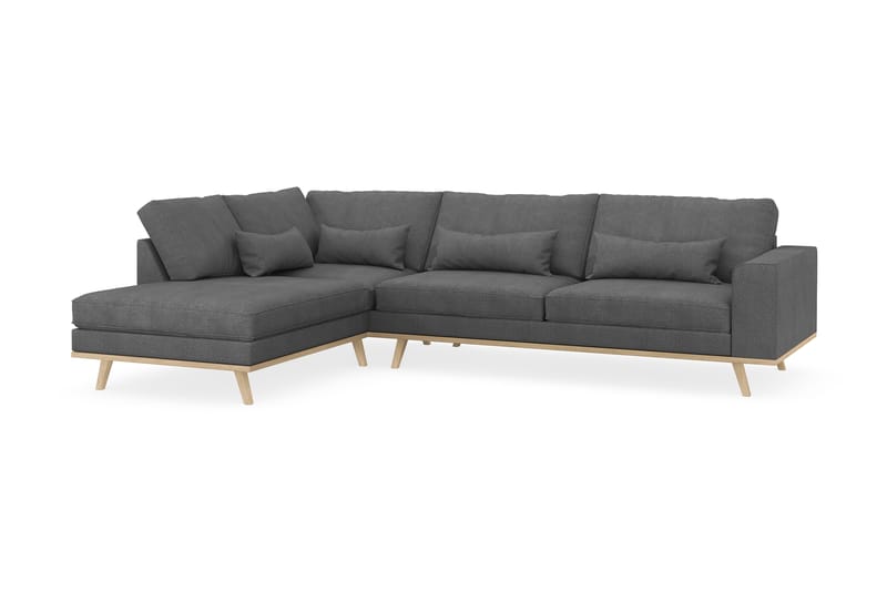 Copenhagen 4-sits Vänstervänd L-formad Schäslongsoffa i Tyg - Mörkgrå - Möbler - Soffa - Divansoffor & schäslongsoffa