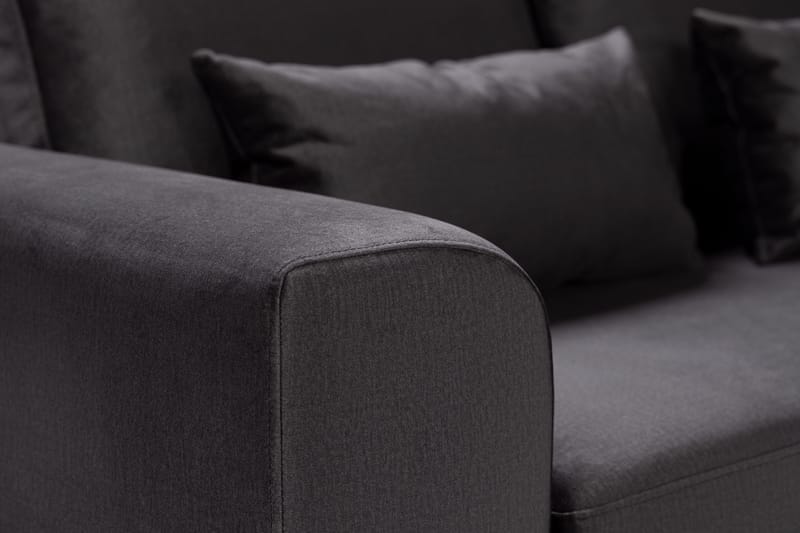 Copenhagen Compact 3-sits Vändbar L-formad Divansoffa i Sammet - Mörkgrå - Möbler - Soffa - Divansoffor & schäslongsoffa