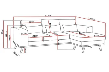 Copenhagen Compact 3-sits Vändbar L-formad Divansoffa i Sammet - Mörkgrå - Möbler - Soffa - Divansoffor & schäslongsoffa