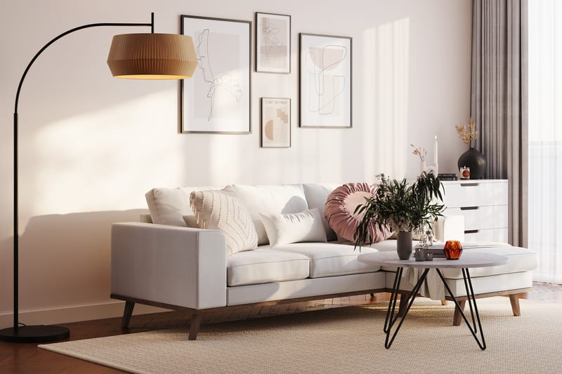 Copenhagen Compact 3-sits Vändbar L-formad Divansoffa i Tyg - Ljusgrå - Möbler - Soffa - Divansoffor & schäslongsoffa