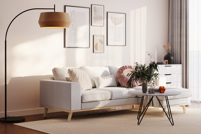 Copenhagen Compact 3-sits Vändbar L-formad Divansoffa i Tyg - Ljusgrå - Möbler - Soffa - Divansoffor & schäslongsoffa