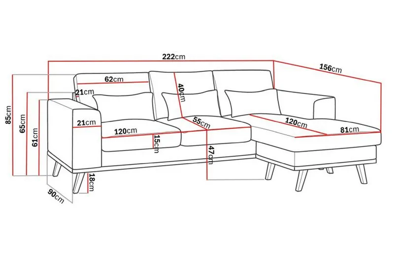 Copenhagen Compact 3-sits Vändbar L-formad Divansoffa i Tyg - Ljusgrå - Möbler - Soffa - Divansoffor & schäslongsoffa