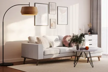 Copenhagen Compact 3-sits Vändbar L-formad Divansoffa i Tyg - Ljusgrå - Möbler - Soffa - Divansoffor & schäslongsoffa