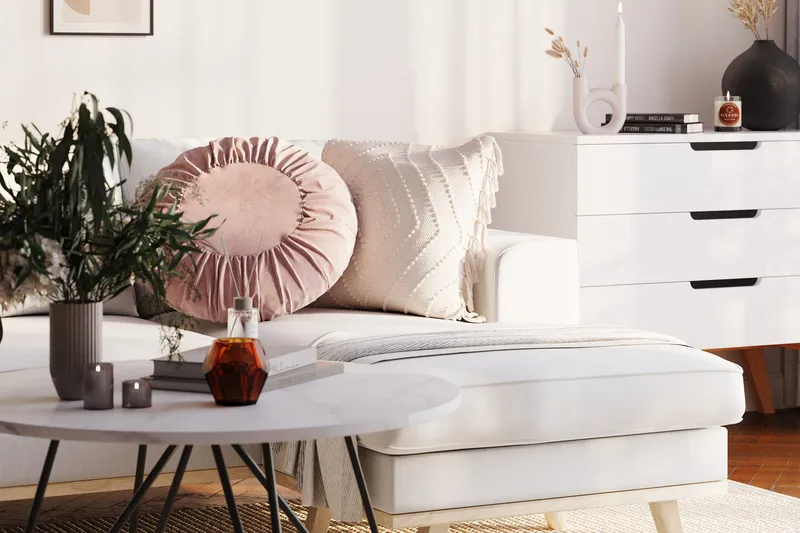 Copenhagen Compact 3-sits Vändbar L-formad Divansoffa i Tyg - Ljusgrå - Möbler - Soffa - Divansoffor & schäslongsoffa