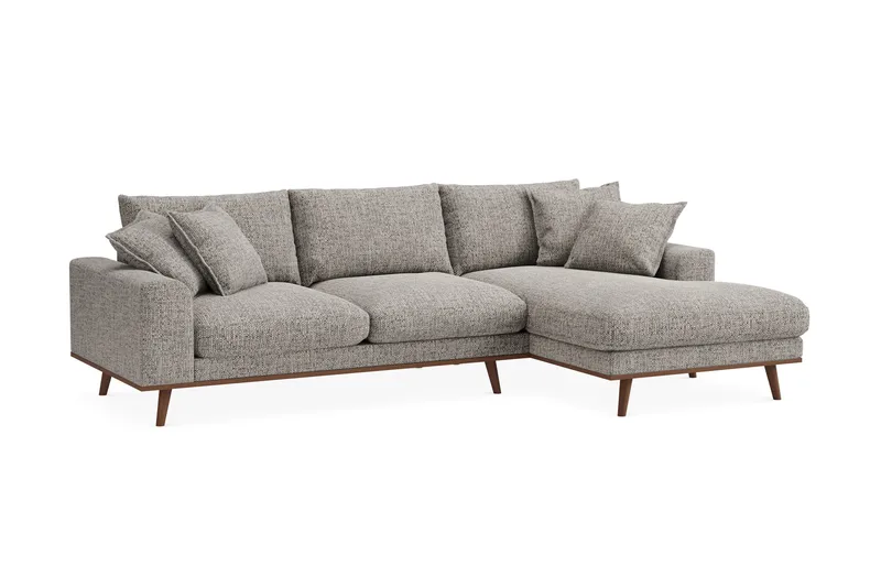 Copenhagen Premium 4-sits Högervänd L-formad Djup Divansoffa i Chenille - Grå - Möbler - Soffa - Divansoffor & schäslongsoffa