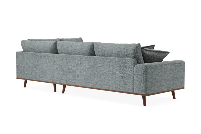 Copenhagen Premium 4-sits Högervänd L-formad Djup Schäslongsoffa i Chenille - Grå/Blå - Möbler - Soffa - Divansoffor & schäslongsoffa