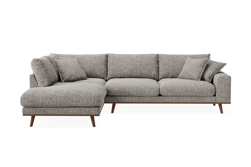Copenhagen Premium 4-sits Vänstervänd L-formad Djup Schäslongsoffa i Chenille, Grå