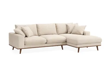 Copenhagen Premium 4-sits Högervänd L-formad Djup Divansoffa i Chenille - Beige - Möbler - Soffa - Divansoffor & schäslongsoffa